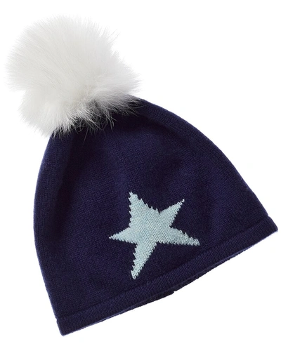 Shop Hannah Rose Star Cashmere Hat In Blue
