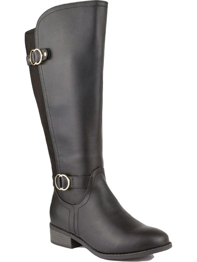 Shop Karen Scott Leandraa Womens Extra Wide Calf Faux Leather Knee-high Boots In Black