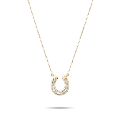 Shop Adina Reyter Baguette Horseshoe Necklace In Gold
