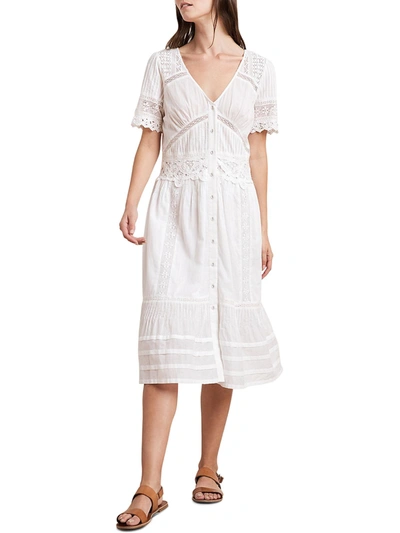 Shop Velvet By Graham & Spencer Womens Cotton Lace-trim Midi Dress In White