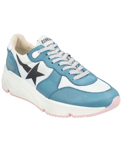 Shop Golden Goose Running Sole Leather Sneaker In Blue