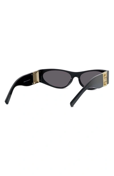 Shop Givenchy 4g 58mm Cat Eye Sunglasses In Shiny Black / Smoke