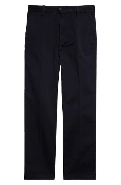 Shop Drake's Flat Front Peached Cotton Chino Pants In Dark Navy
