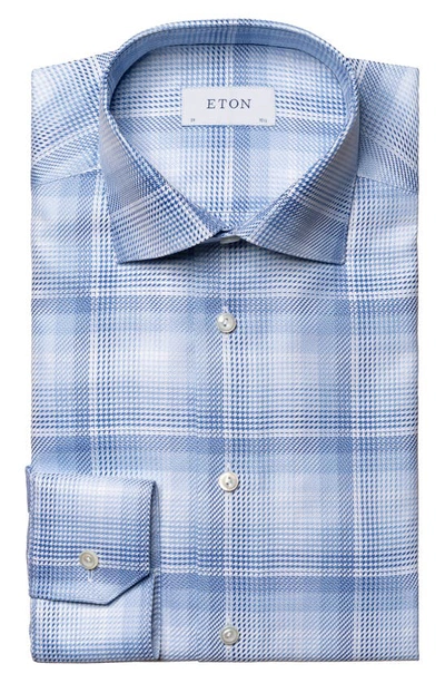 Shop Eton Slim Fit Check Luxe Twill Dress Shirt In Lt/ Pastel Blue