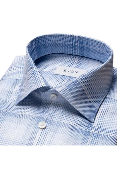 Shop Eton Slim Fit Check Luxe Twill Dress Shirt In Lt/ Pastel Blue
