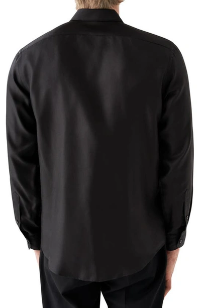 Shop Eton Slim Fit Silk Twill Dress Shirt In Black