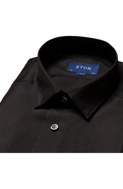 Shop Eton Slim Fit Silk Twill Dress Shirt In Black