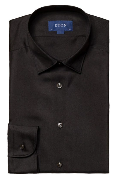 Shop Eton Slim Fit Silk Twill Dress Shirt In Black
