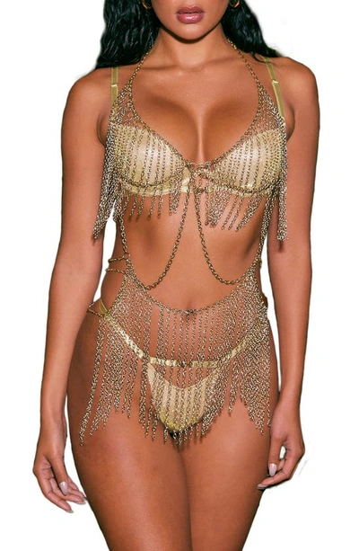 Shop Roma Confidential Fringe Body Chain In Gold