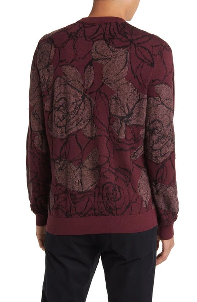 Shop Ted Baker Simpso Floral Jacquard Crewneck Sweater In Maroon