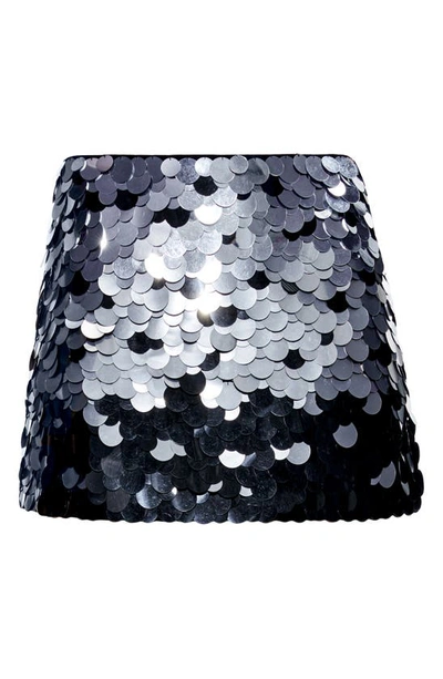 Shop Alice And Olivia Rubi Paillette Sequin Miniskirt In Silver/ Black