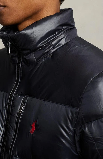 Polo Ralph Lauren Carly icon logo down puffer jacket in black