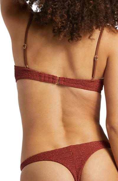Shop Billabong Morgan Shimmer High Underwire Bikini Top In Deep Sienna