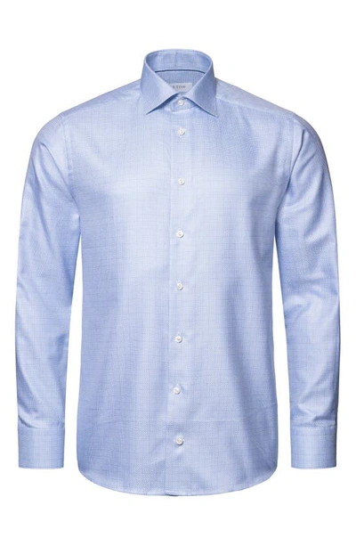 Shop Eton Contemporary Fit Check Luxe Twill Dress Shirt In Light/ Pastel Blue