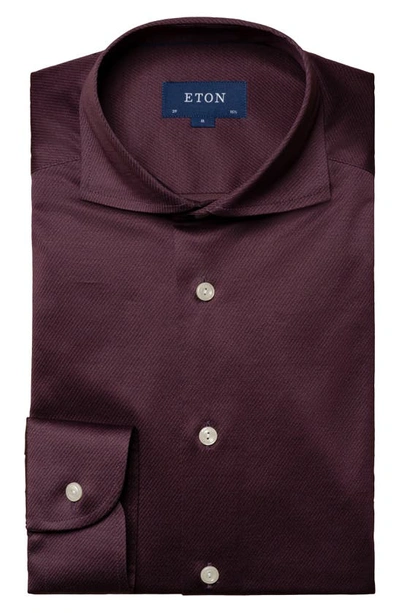 Shop Eton Contemporary Fit Luxe Knit Dress Shirt In Dark Purple