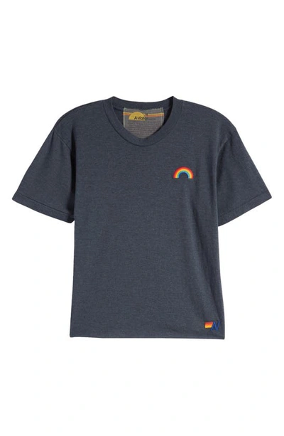 Shop Aviator Nation Embroidered Rainbow T-shirt In Charcoal