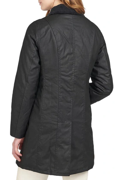 Shop Barbour Belsay Waxed Cotton Jacket In Black/ Modern