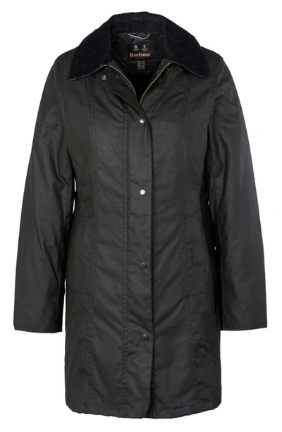 Shop Barbour Belsay Waxed Cotton Jacket In Black/ Modern