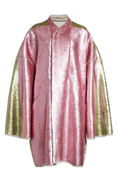 Shop Rick Owens Sequin Beach Jacket In Pearl/ Pink/ Acid
