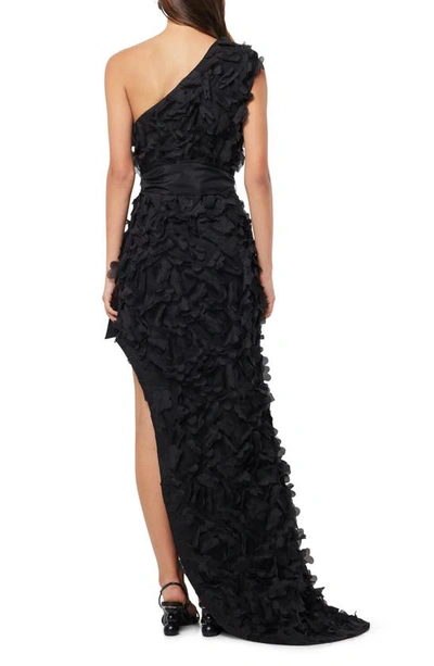 Shop Elliatt Marcia 3-d Floral One-shoulder Gown In Black