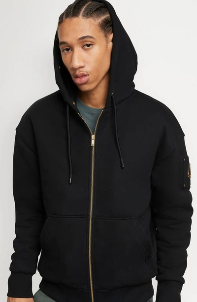 Moose Knuckles Classic Bunny Fleece Jacket With Removable Faux Fur Lining In Black