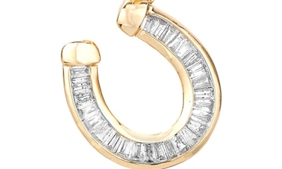 Shop Adina Reyter 14k Gold Baguette Diamond Horseshoe Hinged Pendant Necklace In Yellow Gold