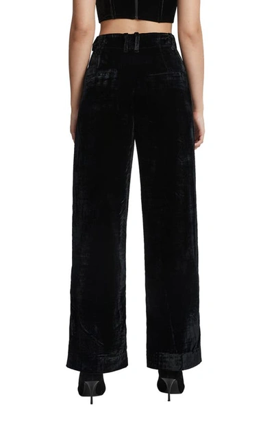 Shop Bardot Soel Wide Leg Stretch Velvet Pants In Black