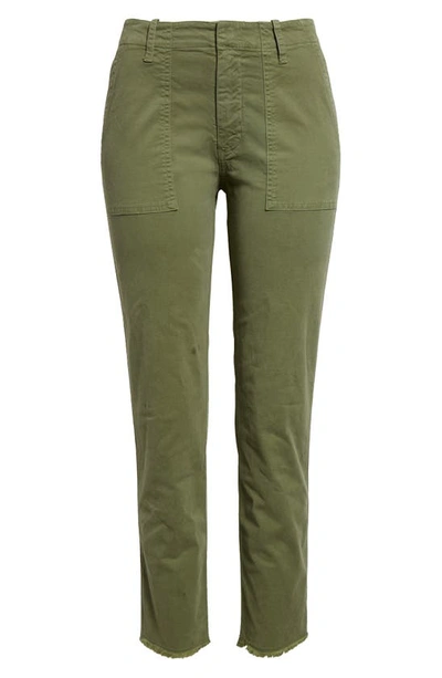Nili Lotan Jenna Raw Hem Crop Cotton Stretch Twill Pants In Green
