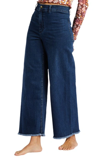 Shop Billabong Free Fall Fray Hem Stretch Wide Leg Jeans In Night Sky