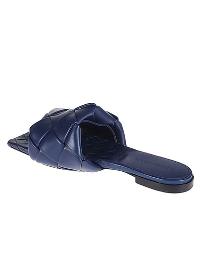 Shop Bottega Veneta Lido Leather Flat Sandals In Blue