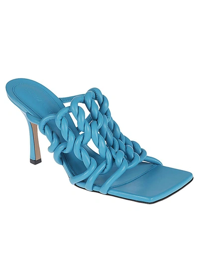 Shop Bottega Veneta Stretch Leather Heel Sandals In Blue