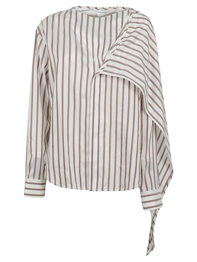 Shop Bottega Veneta Striped Silk Shirt In White