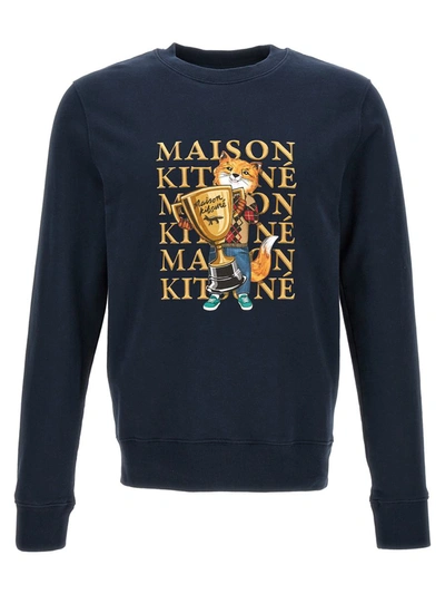 Shop Maison Kitsuné 'fox Champion' Sweatshirt In Blue