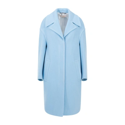 Shop Marni Wool Coat In Blue