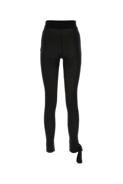 Msgm Semi-sheer Tied-waist Leggings In Black