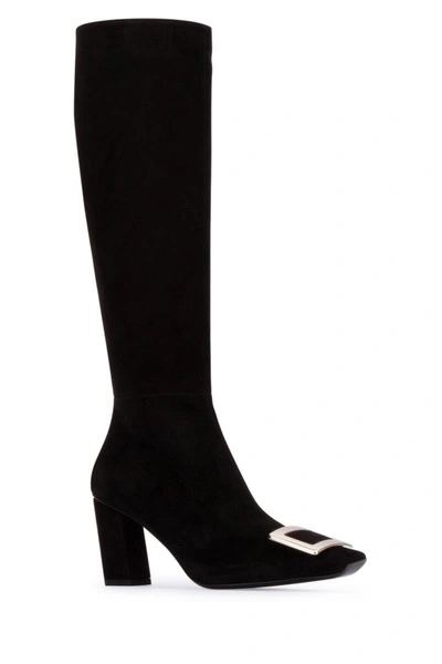 Roger Vivier Black Buckle Detailed Boots In Black