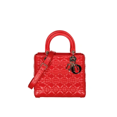 Shop Dior Lady D Medium Bag In Red