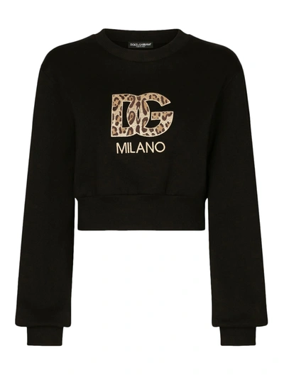 Shop Dolce & Gabbana Cropped Sweatshirt In Black