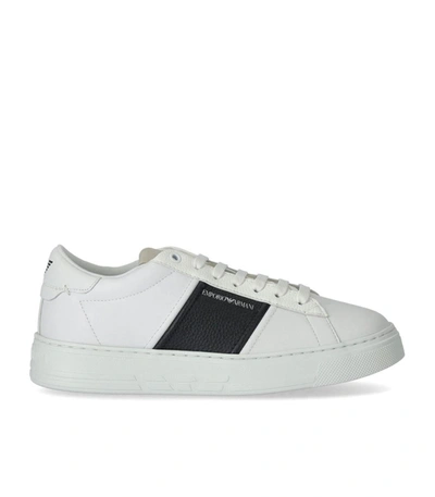 Shop Emporio Armani White Sneaker With Logo Band