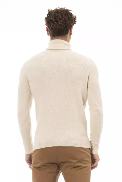 Shop Alpha Studio Beige Turtleneck Sweater With Fine Rib Men's Detail