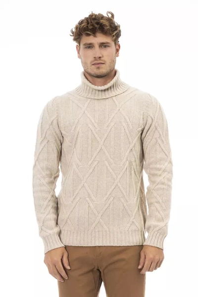 Shop Alpha Studio Beige Turtleneck Sweater - Winter Men's Elegance