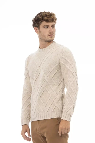 Shop Alpha Studio Sophisticated Crewneck Sweater In Beige Men's Tone