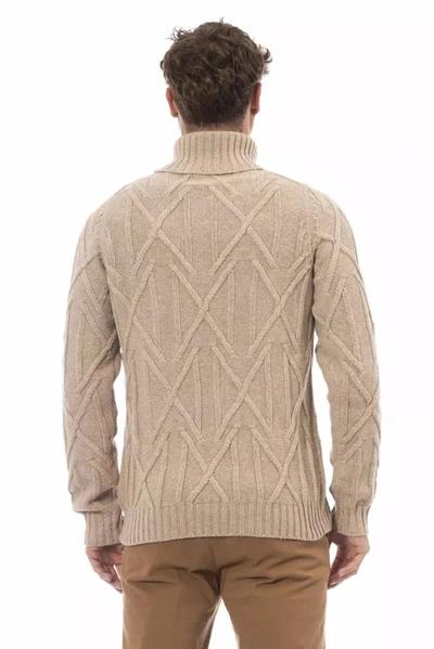 Shop Alpha Studio Elegant Beige Turtleneck Sweater For Men's Men