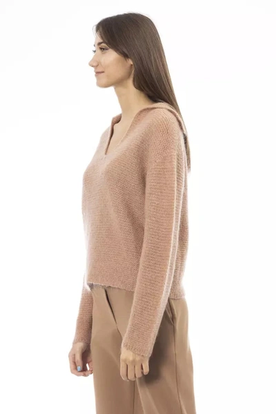 Shop Alpha Studio Chic Beige V-neck Merino Blend Women's Sweater