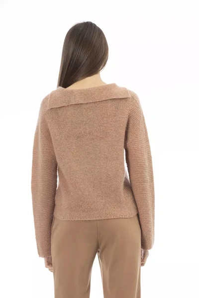 Shop Alpha Studio Chic Beige V-neck Merino Blend Women's Sweater
