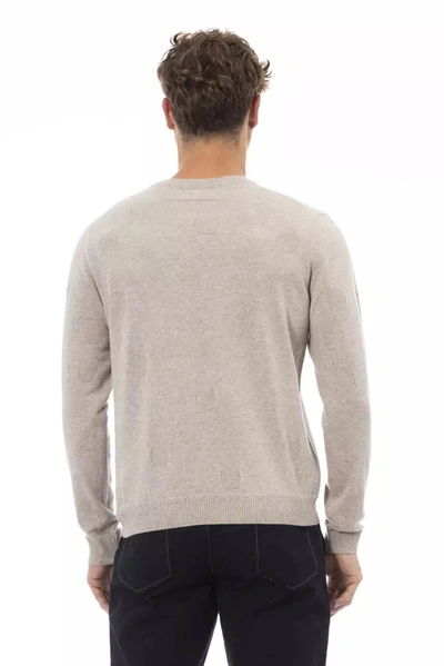 Shop Alpha Studio Beige Crewneck Comfort Blend Men's Sweater