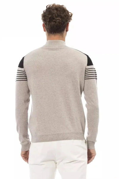 Shop Alpha Studio Beige Mock Neck Luxury Men's Sweater