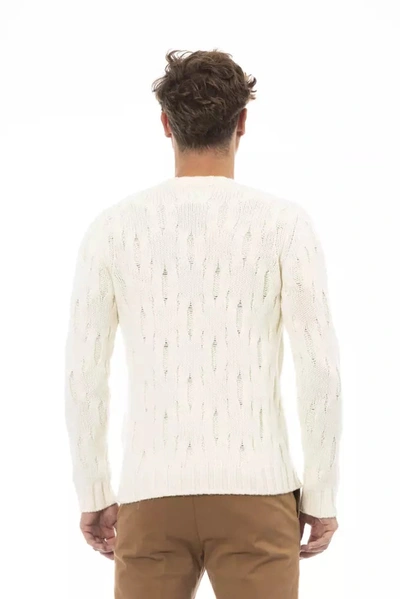 Shop Alpha Studio Elegant Beige Crewneck Wool-cashmere Men's Sweater