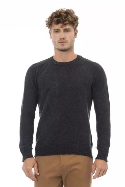 Shop Alpha Studio Elegant Crewneck Black Men's Sweater