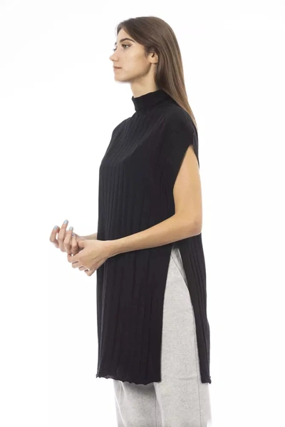 Shop Alpha Studio Elegant Turtleneck Sweater With Side Women's Slits In Black